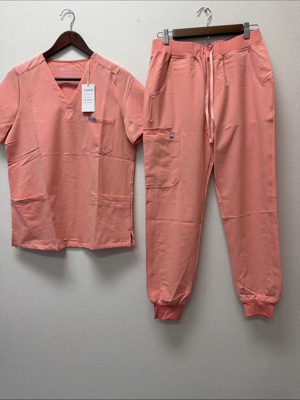 Figs Coral Pink Women's Two-Piece Scrub joggers set